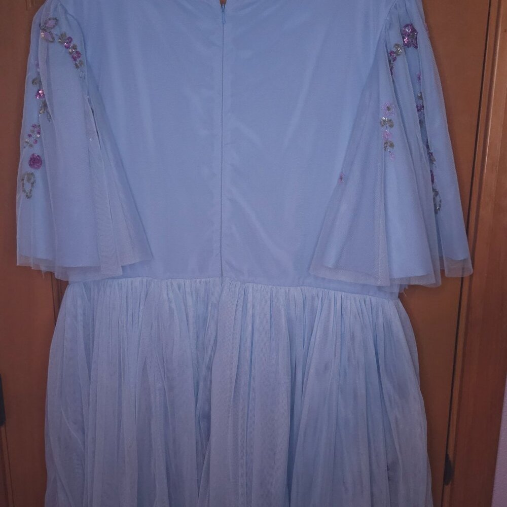 Jessakae Blue Dewdrop Dress – 3X – Flutter Sleeves – Knee Length - Picture 5 of 8